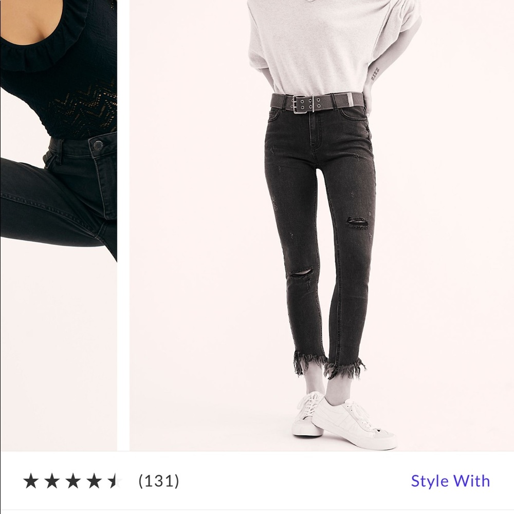 Black frayed skinny jeans